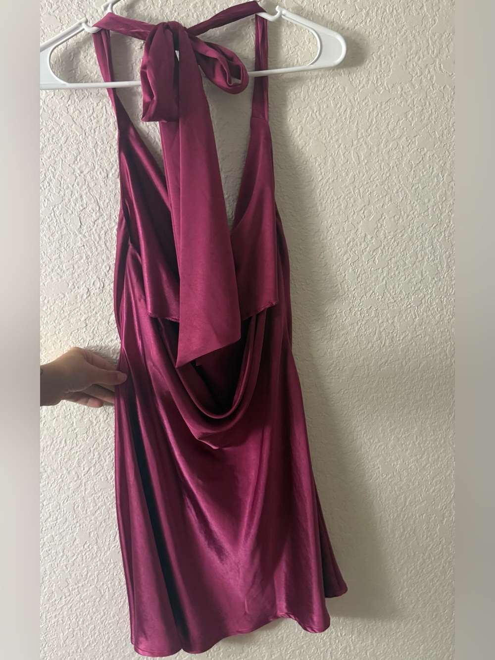 Lulus After Party Affair Magenta Satin Halter Mini Slip Dress - Picture 3 of 5
